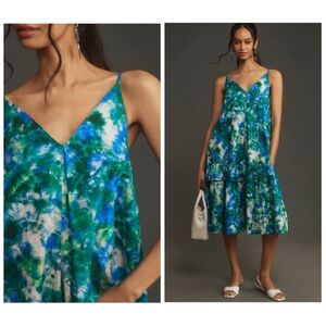 Anthropologie Corey Lynn Calter Boho Relaxed Cotton V-Neck Ruffle Midi Dress S